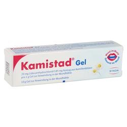 Eine weiße Packung Kamistad Gel für die Mundpflege.