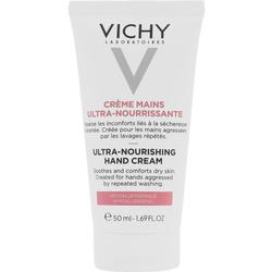 Tube mit Vichy Handcreme für trockene Haut, 50 ml Hypoallergen.